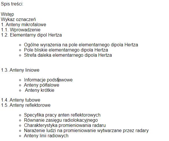 spis treści