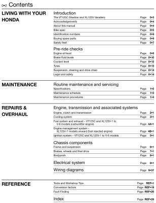 HONDA XL 125V Varadero - VT 125C Shadow (1999-2011) - instrukcja napraw Haynes