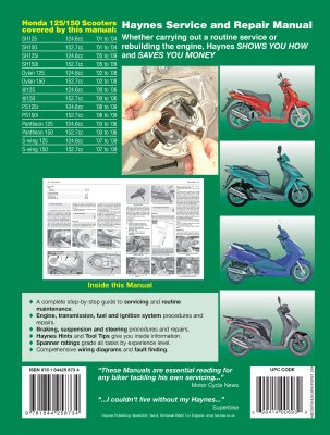 SKUTERY HONDA 125-150 SH, SES, NES, PES, FES (2000-2009) - instrukcja napraw Haynes